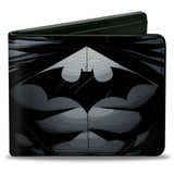 BuckleDown Dc Comics Wallet, Bifold, Justice League The New 52 Batman Chest Logo Grays Black, Vegan Leather, Grays/Black, 4.0