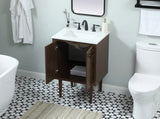 Elegant Decor Indoor Modern Under Sink Bathroom Fixtures Storage Organizer Cabinet 24 Inch Single Bathroom Vanity - Walnut