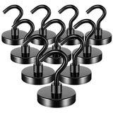 FINDMAG 10 Pack Black Magnetic Hooks Heavy Duty, 50LBS Neodymium Magnet Hook for Hanging, Magnet with Hooks Strong Magnetic Hook