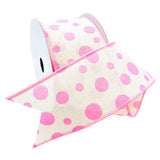 Morex Ribbon Wired Linen Bubble Dots Ribbon, 2.5 inches by 10 Yards, Pink, 7578.60/10-020