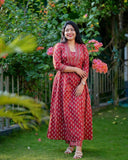 Gosriki Women'S Cotton Blend Anarkali Printed Kurta With Pant (Vishamay-Red-Gs_S_Purple_Small),Red,,B0D45673FM