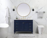 Elegant Decor Indoor Modern Under Sink Bathroom Fixtures Storage Organizer Cabinet 48 Inch Single Bathroom Vanity - Blue