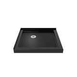 DreamLine SlimLine 32 in. D x 32 in. W x 2 3/4 in. H Corner Drain Double Threshold Shower Base in Black, DLT-1032320-88
