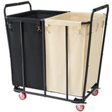 Hoctieon 2 Section Laundry Sorter Cart, 400L Rolling Hamper with Wheels, Industrial Laundry Basket Organizer, Extra Large Dirty