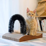 Fukumaru Cat Self Groomer, 2.0 Version Cat Arch Face Scratcher with Scratcher Pad, Cats Back Grooming Massager Toy Brush for Indoor Kitten and Small Dog (42L x 25W x 29H CM, Self Groomer)