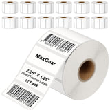 MaxGear 2.25 X 1.25 Direct Thermal Labels, Perforated Blank Shipping Label Rolls for UPC & FBA, Premium Permanent Adhesive Stick