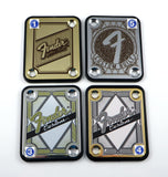 Standard 4 Bolt Custom Built Engraved or Printed Guitar Neck Plate - Choose from 4 designs - Silver, Gold or Black