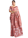 Satrani Women's Silk Blend Banarasi Jacquard Saree with Unstitched Blouse Piece (3882S197N_Dusty Rose Pink3)