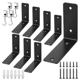 Redunest L Floating Shelf Brackets,8 Pack Heavy Duty L Brackets for Shelves, L 5 X H 4 Black Metal Countertop Support Brackets,W