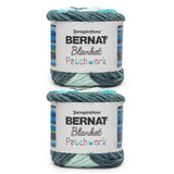 Bernat Blanket Patchwork Teal Dream Yarn - 2 Pack of 300g / 10.5oz - 100% Polyester - #6 Super Bulky - 220Yards - Knitting/Croch