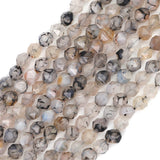 BEADIA Faceted Natural Black Dragon Agate Stone Round Beads 8mm 36cm/Strand for Jewelry Making