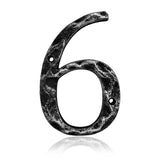 5.5 Inch House Numbers- Unique Cast Iron Metal Address/Mailbox Number for Outside or Front Door, Handmade Antique Silver Finish,