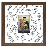 Americanflat 14x14 Walnut Wedding Signature Picture Frame - Use as 5x7 Picture Frame with Mat or 14x14 Frame without Mat - Wedding Picture Frame with Shatter-Resistant Cover-New
