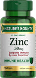 Natures Bounty Zinc 50mg | Immune System, Skin, & Antioxidant Health Support | Contributes to DNA Formation | Vegetarian, Non-GM