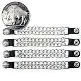 Milwaukee Leather 5 Cent Buffalo Medallion Vest Extender - Double Chrome Chains Genuine Leather 8.5 Extension 4-PCS MLA6043SET -