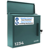 SereneLife Outdoor Wall Mailbox | 0.46 Cubic FT Locking Mailbox | Easy Installation, Secure Lock Mechanism | Ideal for Residenti