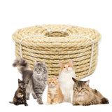 YALAVA 1/4 Inch 100FT Natural Sisal Rope for Cat Scratching Posts, Abrasion Resistance Rope, Multipurpose for Cat Tree Repair, D