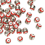 PATIKIL 5mm Enamel Evil Eye Beads, 50 Pcs Turkish Evil Eye Beads Silver Plated Evil Eye Charms Bulk Alloy Spacer Round Bead for