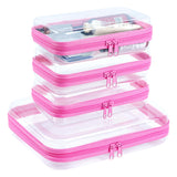 WELPIRT 4 pcs Clear Zipper Pouches, Hard Shell Zipper Case, Makeup Organizer Travel Toiletry bag, Diaper Bag, Travel Organizer,