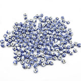 About 200 Pcs 8mm Porcelain Blue Flower Printed Ceramic Round Spacer Beads for Handmade Jewelry Making