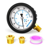 MEANLIN MEASURE 0~160Psi Stainless Steel 1/4 NPT 2.5 FACE DIAL Liquid Filled Pressure Gauge, Lower Mount (with Rubber Protective