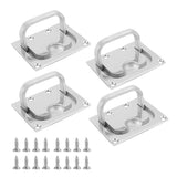 KEJJNYER 4 Pack Boat Flush Hatch Pull Handle, 316 Stainless Steel Boat Ring Hatch Pull Flush Lift with Mount Screws for Marine D