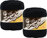 Bulk Buy: Lily Sugar n Cream 100% Cotton Yarn (2Packs) ~ Solids ~ 4 oz. Super Size Skeins (Black SS #18040)2