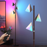 RGB Tree Floor Lamp for Living Room, Stepless Dimmable Tall Standing Lamp with Remote, Touch Control and 3 Rotatable Light, Brig