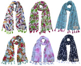 Fusfus WomenS Printed Chiffon Scarves And Stoles, Free Size(Multicolour, Fs1176) Pack Of 6 (Multicolor1)
