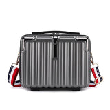 Duleylv Mini Suitcase Hard Shell Makeup Bag Travel Cosmetic Case Portable Makeup Luggage with Shoulder Strap for Women Dark Grey