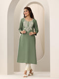 Libas Women'S Cotton Blend Paisley Straight Kurtas (98184_Green_Xxl)