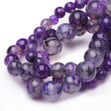 Chicager 10mm Natural Stone Beads for Jewelry Making,Purple Dragon Vein Agate Polished Smooth Round Gemstone Beads for Bracelet
