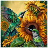 DIADAY 5D Diamond Painting Kits for Adults Hummingbird, Sunflower Bird Diamond Art Kits, Full Drill Round Gems, DIY Diamond Art