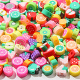 BERMRO 200pcs Polymer Clay Beads - Mixed Fruit Charms & Heishi Beads for Jewelry Crafts