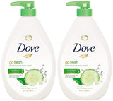 Dove Go Fresh Cool Moisture Body Wash, Cucumber and Green Tea Pump 34 Ounce (Pack of 2)