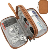 CAAORDKSO Universal Electronics Accessories Carrying Case, Electronic Cable Organizer Bag, Travel Cable Accessories Bag Pouch for Cable, USB, Cord, Charger, Phone, Power Bank, Earphone (Brown, Large)