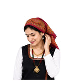 Riddhiinfotech Uttarakhand Pahadi Printed Square Scarf For Women | 26 X 26 Inch Traditional Head Scarf | Vintage Hair Wrap, Band