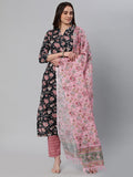 Gosriki Women'S Cotton Blend Printed Straight Kurta With Pant & Dupatta (Green-Jorav-Nw-Gs_L_Green_Large),Green,,B0BY5F2V7K