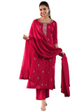Libas Women'S Silk Blend Kurta Set (Gs1029, Red, Large