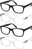 Success Eyewear Reading Glasses Set of 4 Quality Readers Spring Hinge Glasses for Reading for Men and Women Set of 2 Black and 2