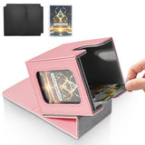 Jaffzora Deck Box for MTG Commander, Magnetic Card Display Case, TCG Card Storage Box, Holds 100 Double-Sleeved Cards, Pink&Gray