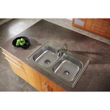 Elkay Dayton Stainless Steel 33 X 22 X 6-9/16, Equal Double Bowl Drop-In Sink
