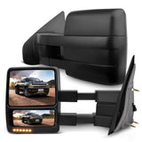 SCITOO Towing Mirrors fit for 2007-2014 for Ford for F150 Pickup Truck Driver Passenger Side Black Power Heated Turn Signal Pudd