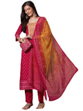 Gosriki Women'S Rayon Viscose Printed Straight Kurta With Pant & Dupatta (Subhi Pink-Vks05-Gs_L_Pink_Large),Pink,,B0DV4CL914