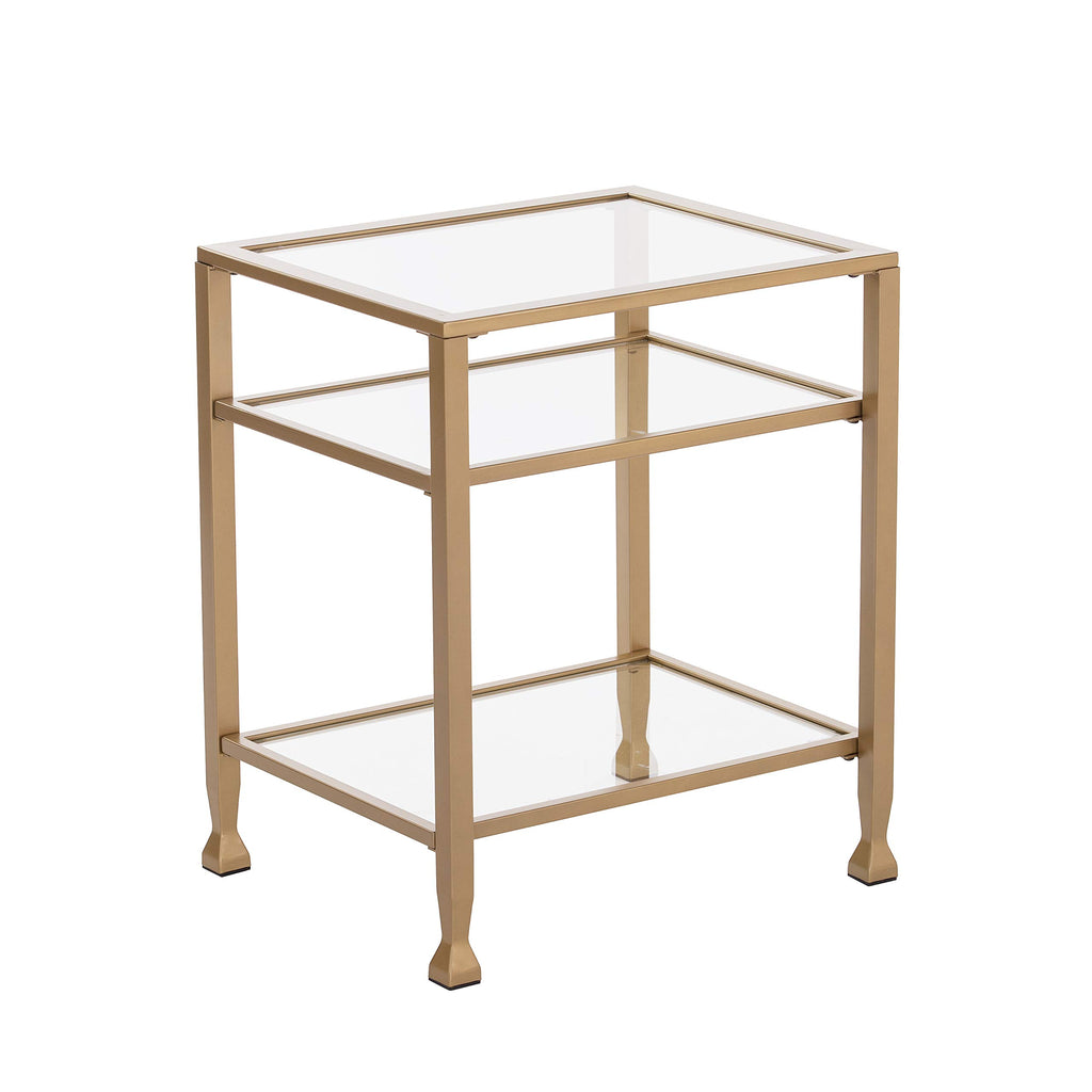Sei Furniture Jaymes Metal & Glass 3-Tier End Table, Soft Gold