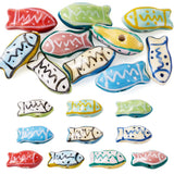 Boutigem 10Pcs Handmade Printed Porcelain Fish Beads Colorful Cute Sea Ocean Animal Fish Ceramic Spacer Beads for DIY Craft Earr