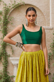 Soch Satin Womens Green Taffeta Solid Sleeveless Blouse,34