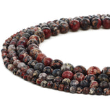 RUBYCA Natural Red Leopard Jasper Gemstone Round Loose Beads for Jewelry Making 1 Strand - 4mm