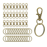 50pcs Swivel Snap Hooks with Split Key Rings Metal Bronze Lobster Claw Trigger Clasps for Keychain Clip Lanyard Bag Purse Tag Je