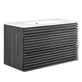 Modway Render 36 WallMount Bathroom Vanity in Charcoal White